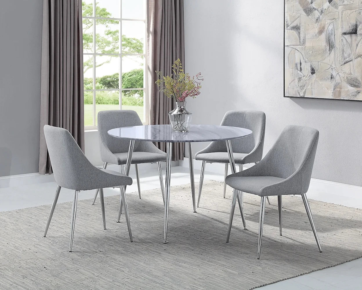 Tola 5 Piece Chrome Dining Room Table Set