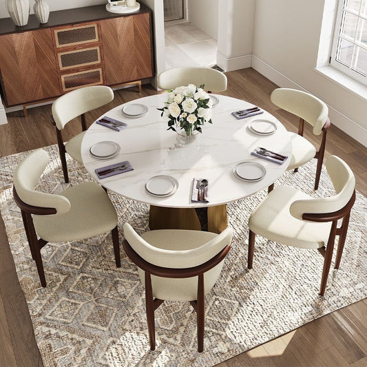 Poison White 50" Round 5 Piece Dining Room Set