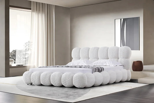 Coco White Teddy Platform Bed Frame