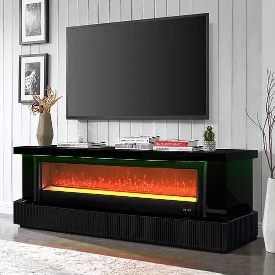 Pebble TV Stand w/ LED Fire Place