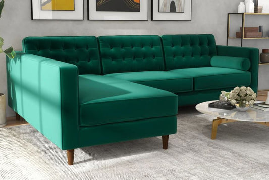 Lily Velvet L-Shape Tufted Sectional