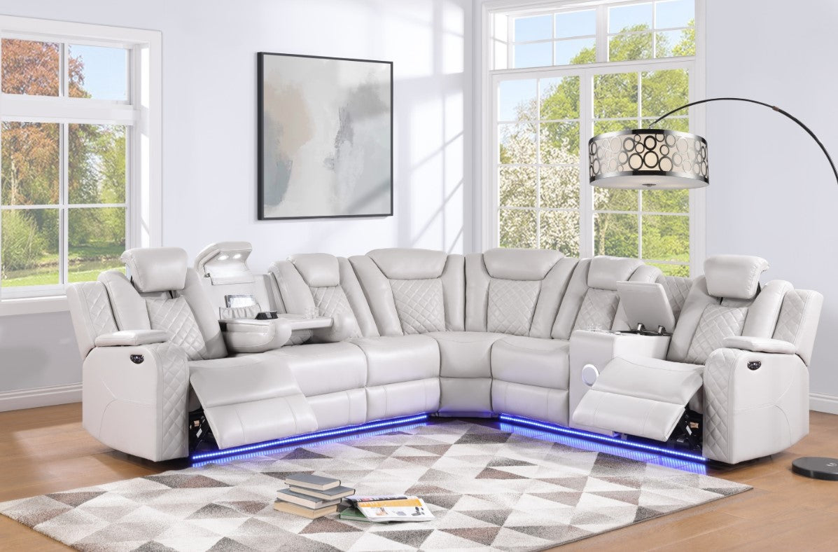 Radiantt 3 Piece Faux Leather Recliner Sectional